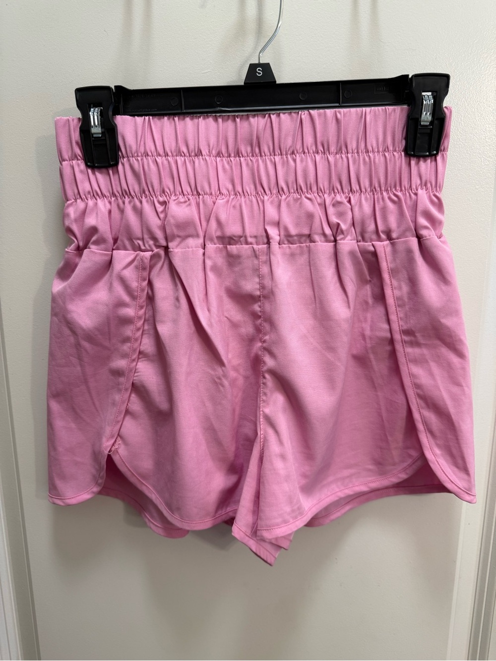 Women's Pink High-Waist Elastic Waistband Shorts